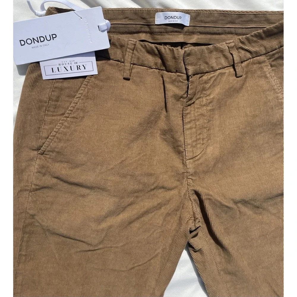 Dondup Gaubert Corduroy Pants Mocha Brown Made in Italy Slim Fit Mens Size 30